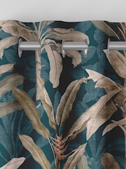 Graham & Brown Teal Blue Borneo Made to Measure 100% Cotton Curtains - Image 6 of 8