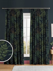 Graham & Brown Navy Midsummer Fern Made to Measure 100% Cotton Curtains - Image 1 of 8