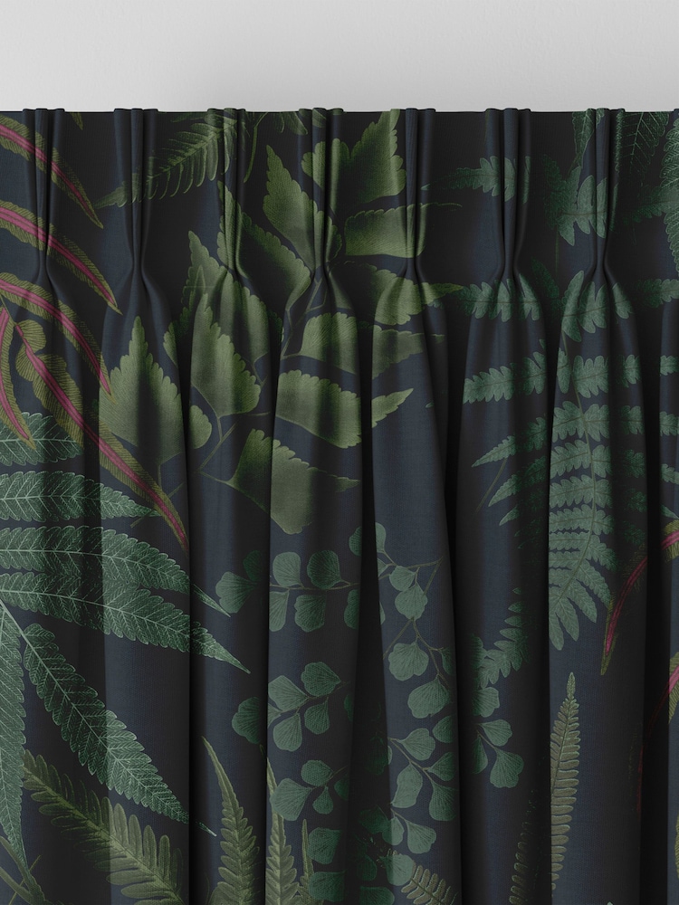 Graham & Brown Navy Midsummer Fern Made to Measure 100% Cotton Curtains - Image 2 of 8