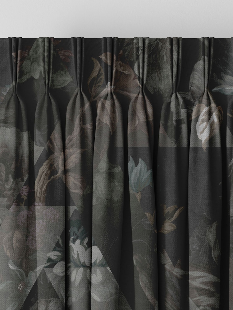 Graham & Brown Black Moonstone Timepiece Made to Measure 100% Cotton Curtains - Image 2 of 8