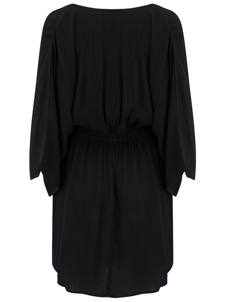 Pour Moi Black LENZING™ ECOVERO™ Viscose Crinkle O Ring Beach Cover-Up - Image 4 of 4