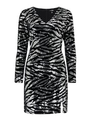 Pour Moi Black/Silver Selena Velvet Dress - Image 3 of 4