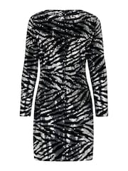 Pour Moi Black/Silver Selena Velvet Dress - Image 4 of 4