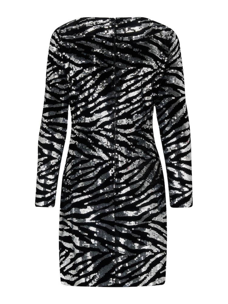 Pour Moi Black/Silver Selena Velvet Dress - Image 4 of 4