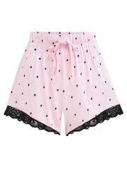 Pour Moi Pink Sofa Loves Lace Soft Jersey Shorts - Image 3 of 4