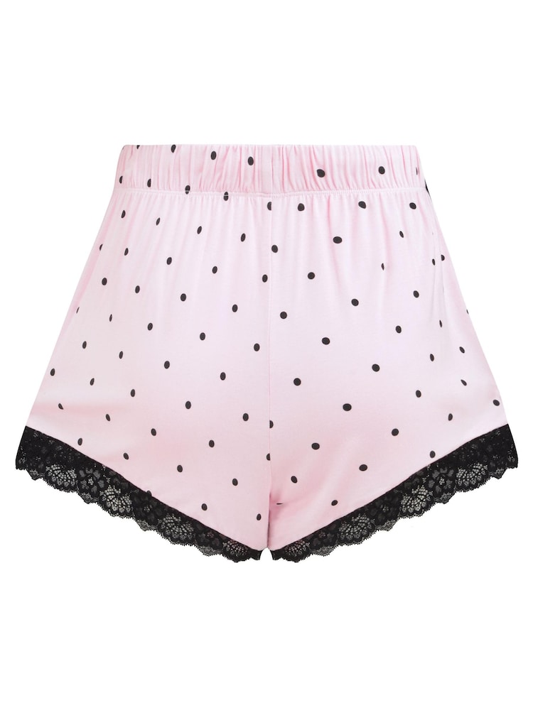 Pour Moi Pink Sofa Loves Lace Soft Jersey Shorts - Image 4 of 4