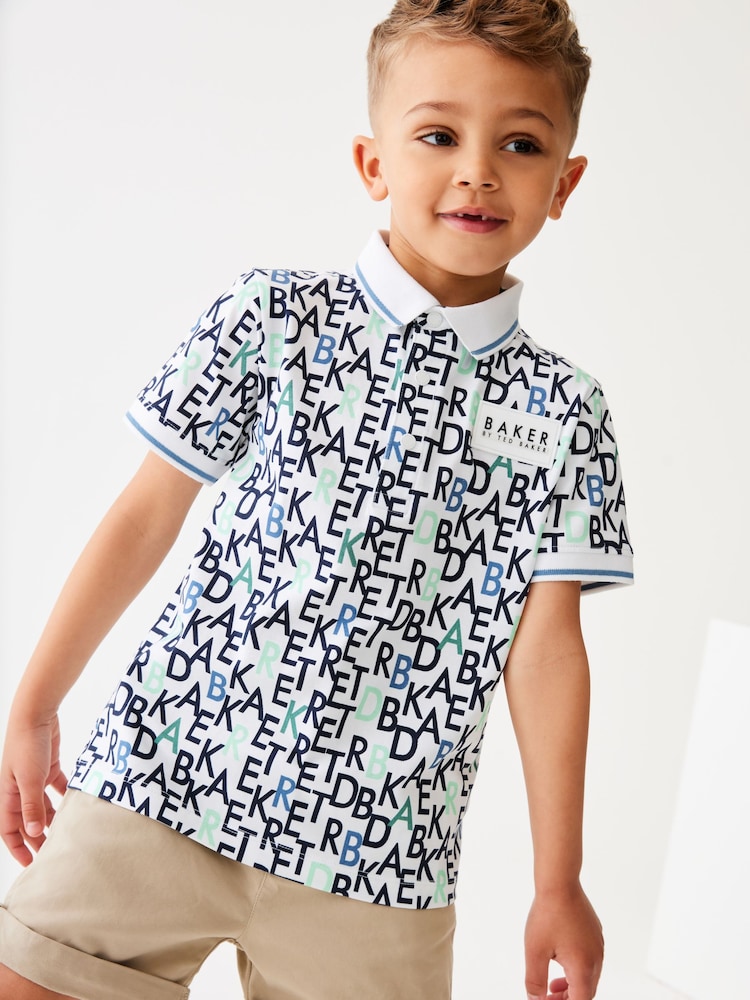 modra/bela - Baker by Ted Baker polo majice s potiskom 100% bombaža - Slika 1 iz 9