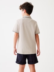 Baker by Ted Baker Quarter Zip 100% Cotton Textured Polo Shirt - Image 2 of 9