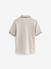Baker by Ted Baker Quarter Zip 100% Cotton Textured Polo Shirt - Image 6 of 9