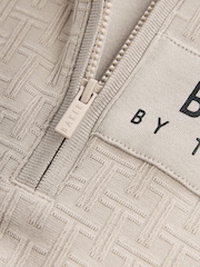 Baker by Ted Baker Quarter Zip 100% Cotton Textured Polo Shirt - Image 8 of 9