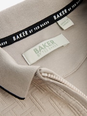 Baker by Ted Baker Quarter Zip 100% Cotton Textured Polo Shirt - Image 9 of 9