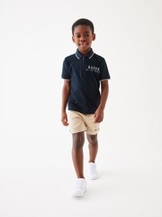 Baker by Ted Baker Quarter Zip 100% Cotton Textured Polo Shirt - Image 1 of 9