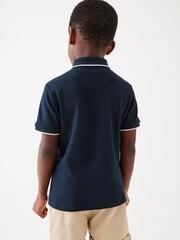 Baker by Ted Baker Quarter Zip 100% Cotton Textured Polo Shirt - Image 3 of 9