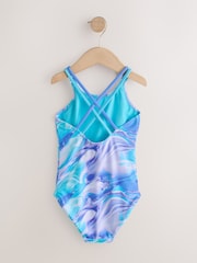 Blue Swirl Double Strap Swimsuit (3-16yrs) - Image 2 of 3