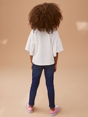 White Textured Floral Applique Frill 100% Cotton Sleeve T-Shirt (3-16yrs) - Image 3 of 7