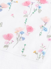 White Textured Floral Applique Frill 100% Cotton Sleeve T-Shirt (3-16yrs) - Image 7 of 7