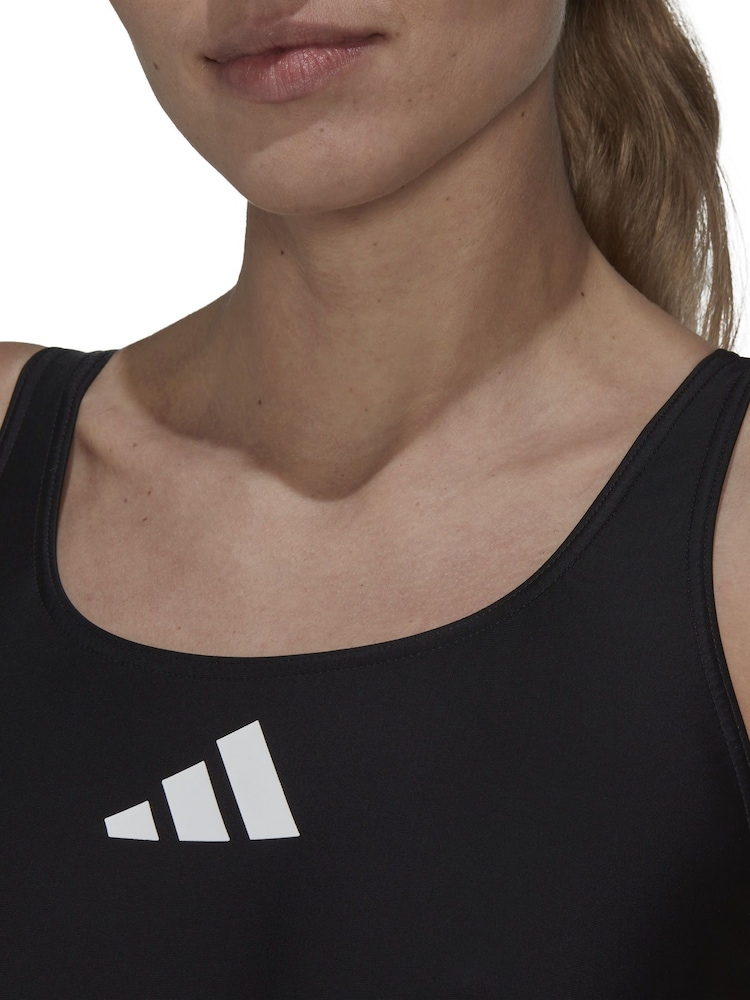 adidas Black 3 Bar Swimsuit - Image 5 of 7