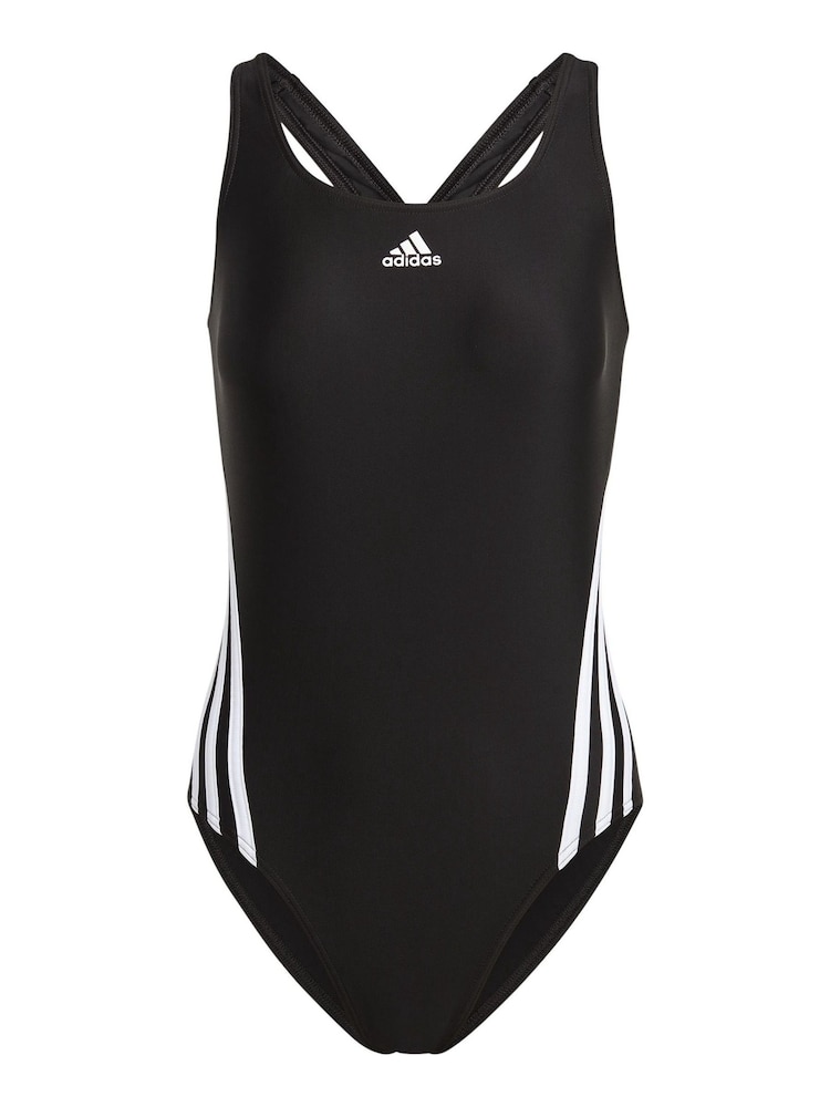 adidas Black 3 Stripe Swimsuit - Image 7 of 7