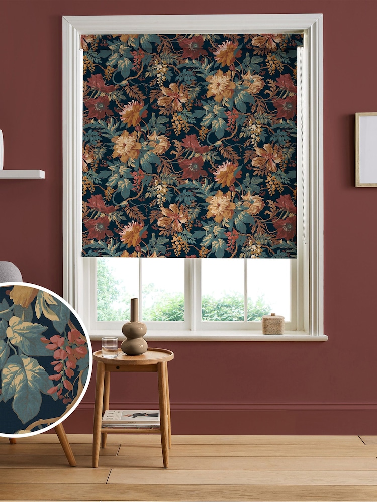 Graham & Brown Dusk Blue Florenzia Made to Measure Roller Blind - Image 1 of 6