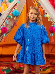 Kobaltblau - Strukturiertes Partykleid (3–16J.) - Bild 1 von 8