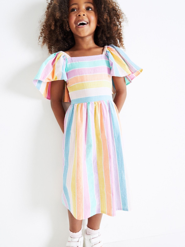 Regenbogenfarben gestreift - Kleid mit Flügelärmeln (3–16 Jahre) - Bild 2 von 6