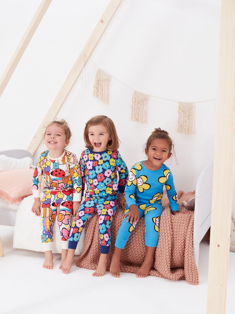 Personnage Floral multicolore brillant - 3 Lot 100% Cotton Se blottir Pyjamas (9mths-8yrs) - Image 1 de 5