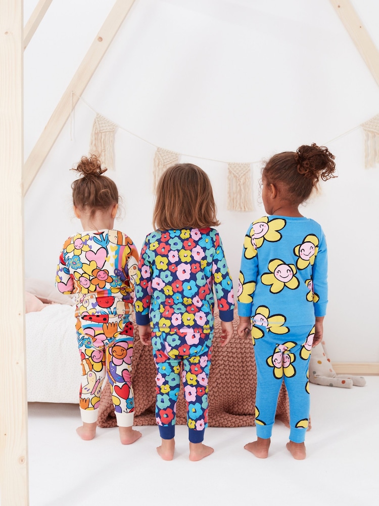 Personnage Floral multicolore brillant - 3 Lot 100% Cotton Se blottir Pyjamas (9mths-8yrs) - Image 2 de 5