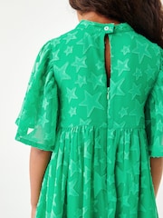 Bright Green Star Jacquard Party Dress (3-16yrs) - Image 3 of 6