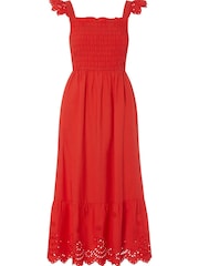 M&Co Red Broderie Tiered Midi Dress - Image 2 of 2