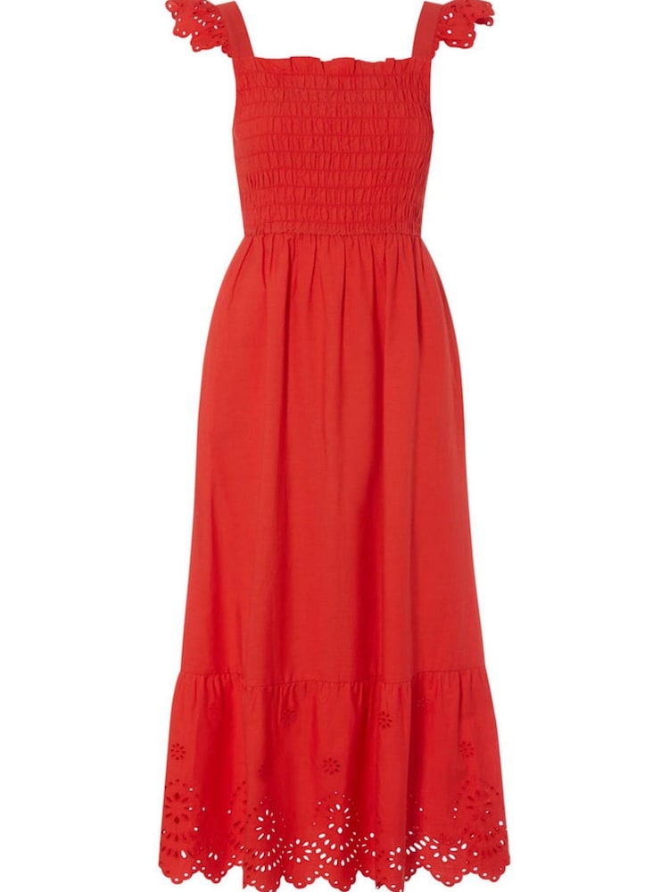 M&Co Red Broderie Tiered Midi Dress - Image 2 of 2