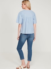 M&co Bluse mit Spitzenbesatz, Blau - Bild 2 von 5
