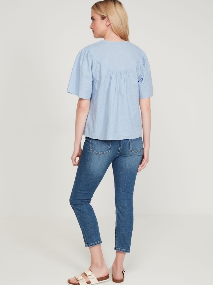 M&co Bluse mit Spitzenbesatz, Blau - Bild 2 von 5