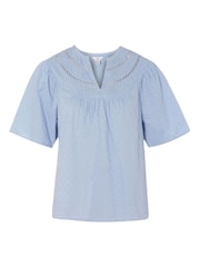 M&co Bluse mit Spitzenbesatz, Blau - Bild 5 von 5
