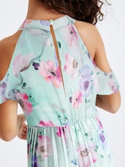 Mint Green Floral Print Wide Leg Jumpsuit (3-16yrs) - Image 4 of 6