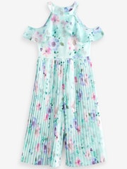Mint Green Floral Print Wide Leg Jumpsuit (3-16yrs) - Image 5 of 6
