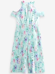 Mint Green Floral Print Wide Leg Jumpsuit (3-16yrs) - Image 6 of 6