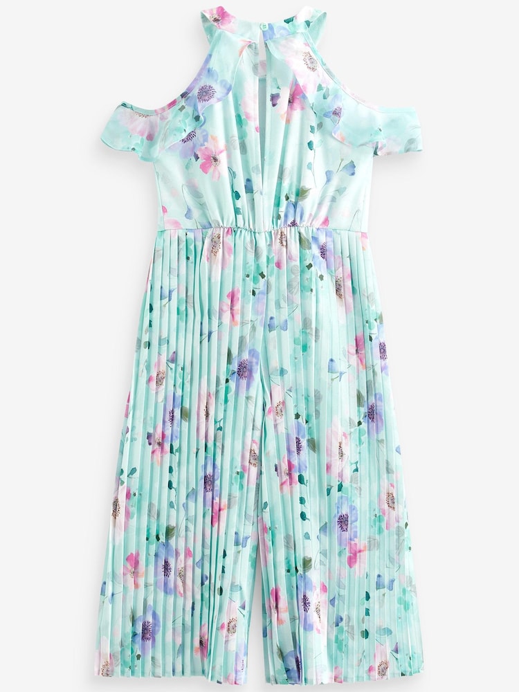 Mint Green Floral Print Wide Leg Jumpsuit (3-16yrs) - Image 6 of 6