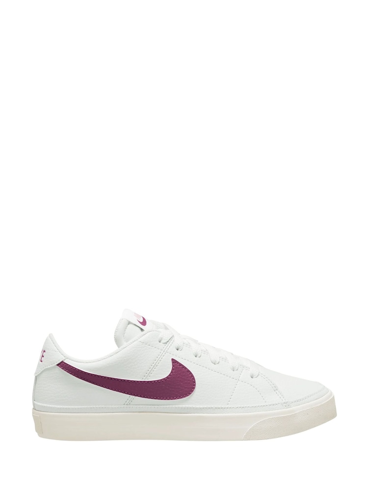 Nike White/Burgundy Court Legacy Trainers - Image 1 of 4