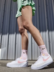 Nike White/Pink Blazer Low Platform Trainers - Image 7 of 8