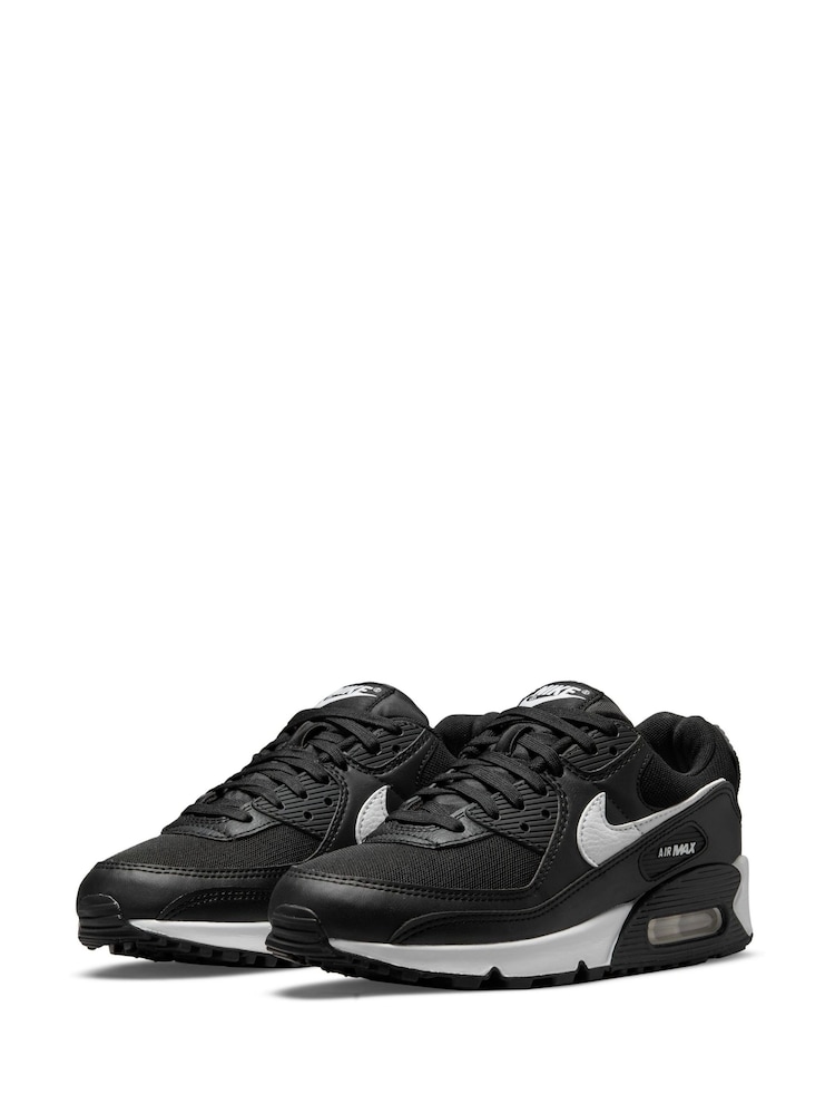 Nike Black/White Air Max 90 Trainers - Image 4 of 8
