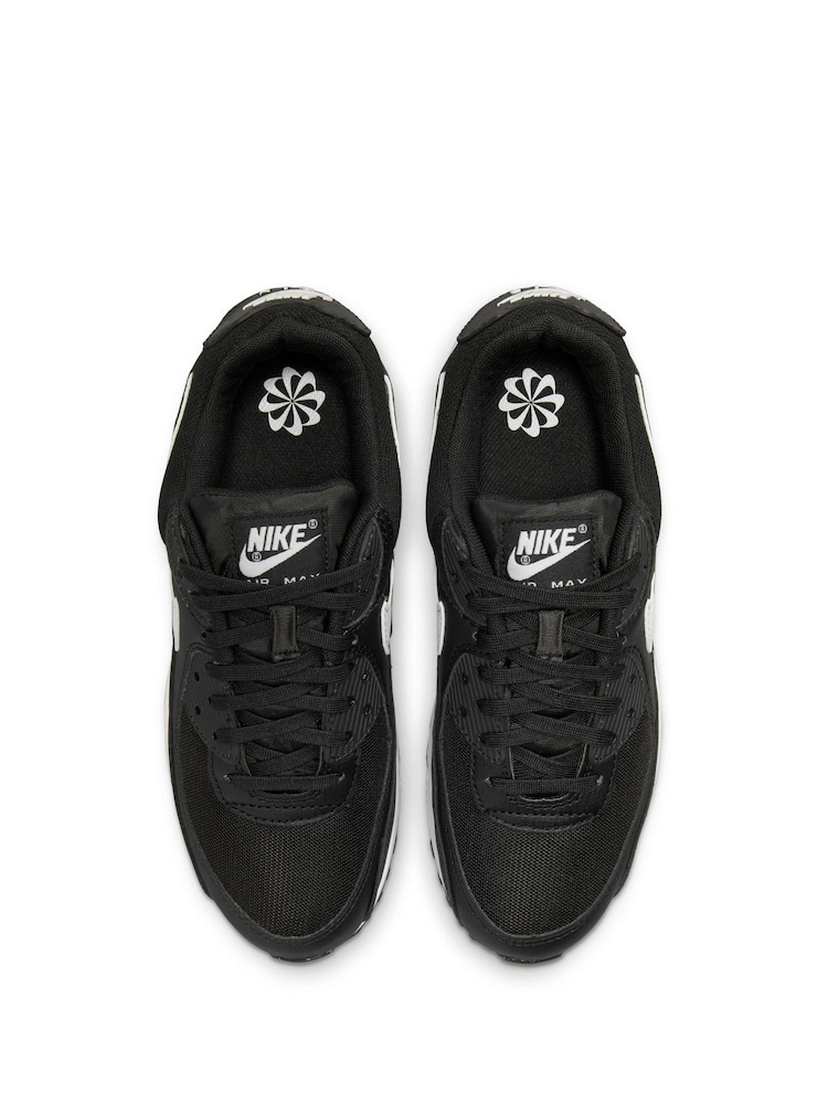 Nike Black/White Air Max 90 Trainers - Image 6 of 8
