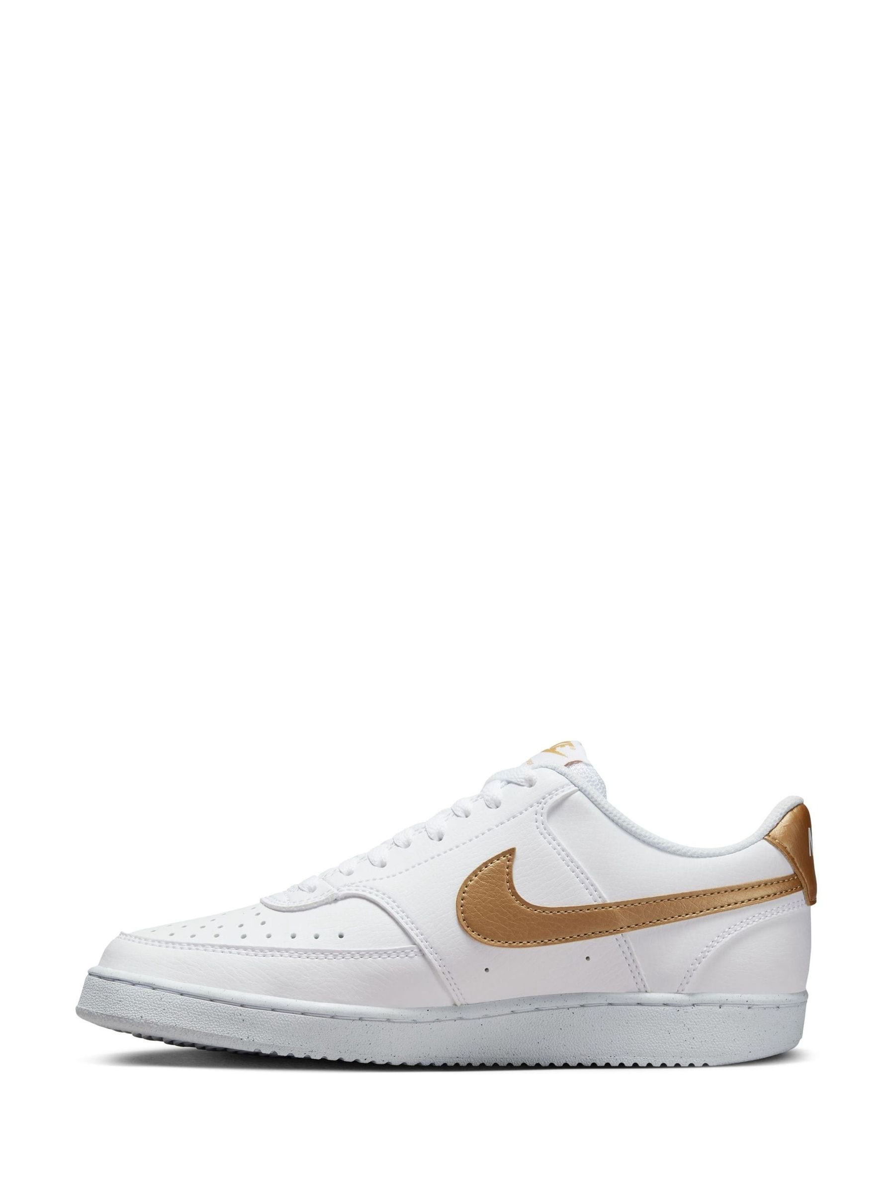 Buy Nike White Gold Court Vision Low Trainers from Next Luxembourg