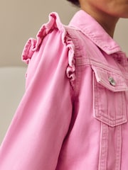 Bright Pink Frill Shoulder Denim Jacket (3-16yrs) - Image 12 of 13