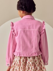 Bright Pink Frill Shoulder Denim Jacket (3-16yrs) - Image 13 of 13