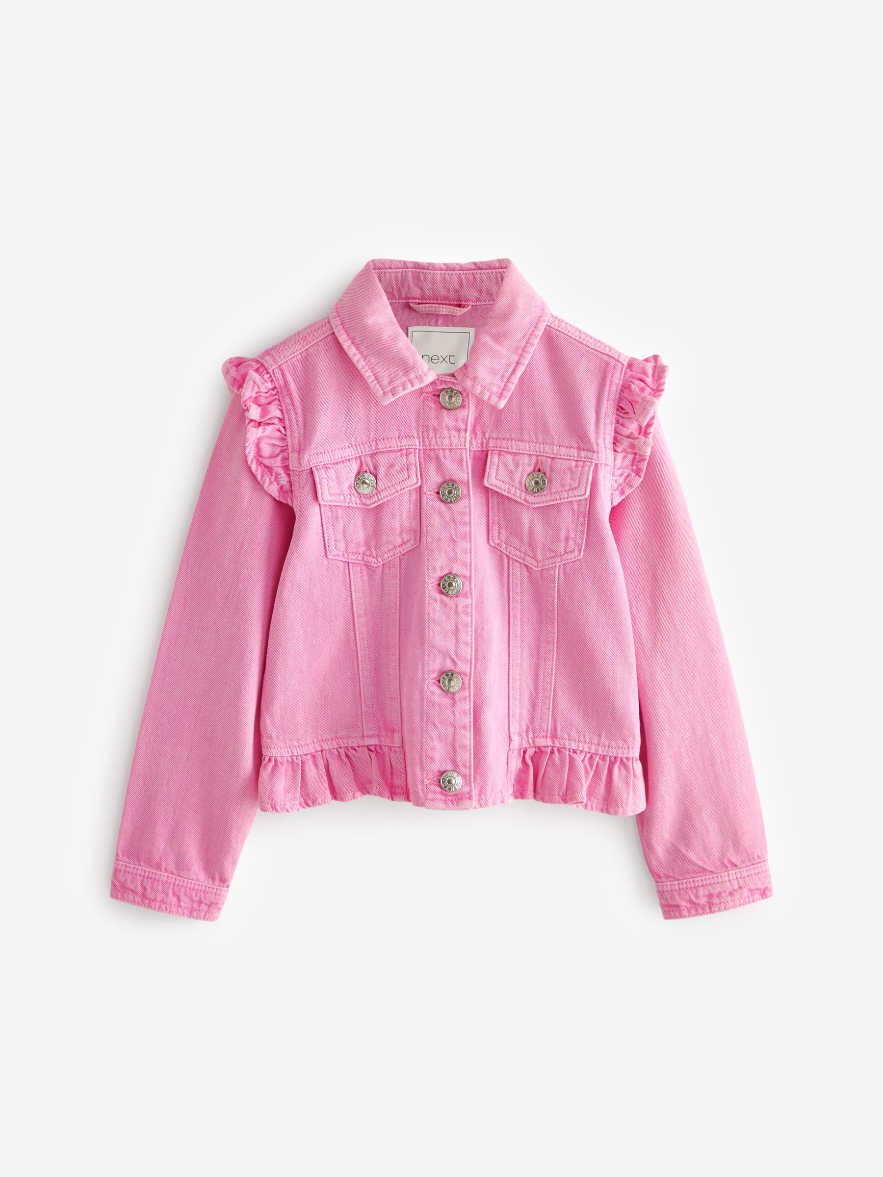 Buy Bright Pink Frill Shoulder Denim Jacket (3-16yrs) from