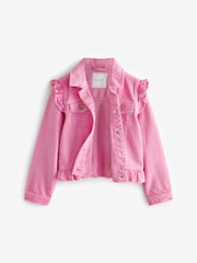 Bright Pink Frill Shoulder Denim Jacket (3-16yrs) - Image 7 of 8