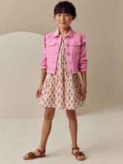 Bright Pink Frill Shoulder Denim Jacket (3-16yrs) - Image 9 of 13