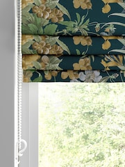Graham & Brown Blue Glasshouse Flora Made to Measure Roman 100% Cotton Blind - Image 2 of 6