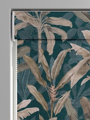 Graham & Brown Teal Blue Borneo Made to Measure Roman 100% Cotton Blind - Image 3 of 6