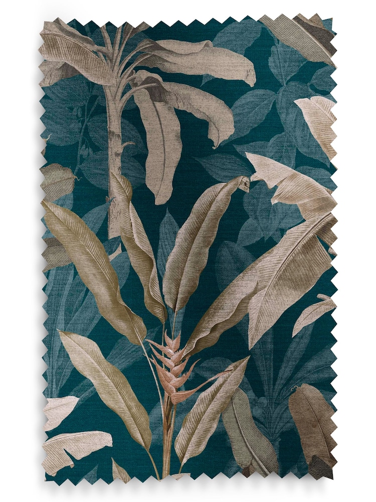 Graham & Brown Teal Blue Borneo Made to Measure Roman 100% Cotton Blind - Image 6 of 6